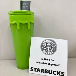 COPY - NWT Starbucks Glow In The Dark Green Drip green slime cold cup tumbler F…